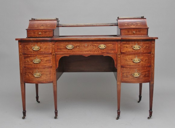 19th Century Inlaid Mahogany Desk Martlesham Antiques