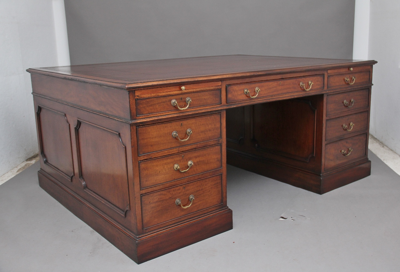 Large Early 20th Century Mahogany Partners Desk Martlesham Antiques